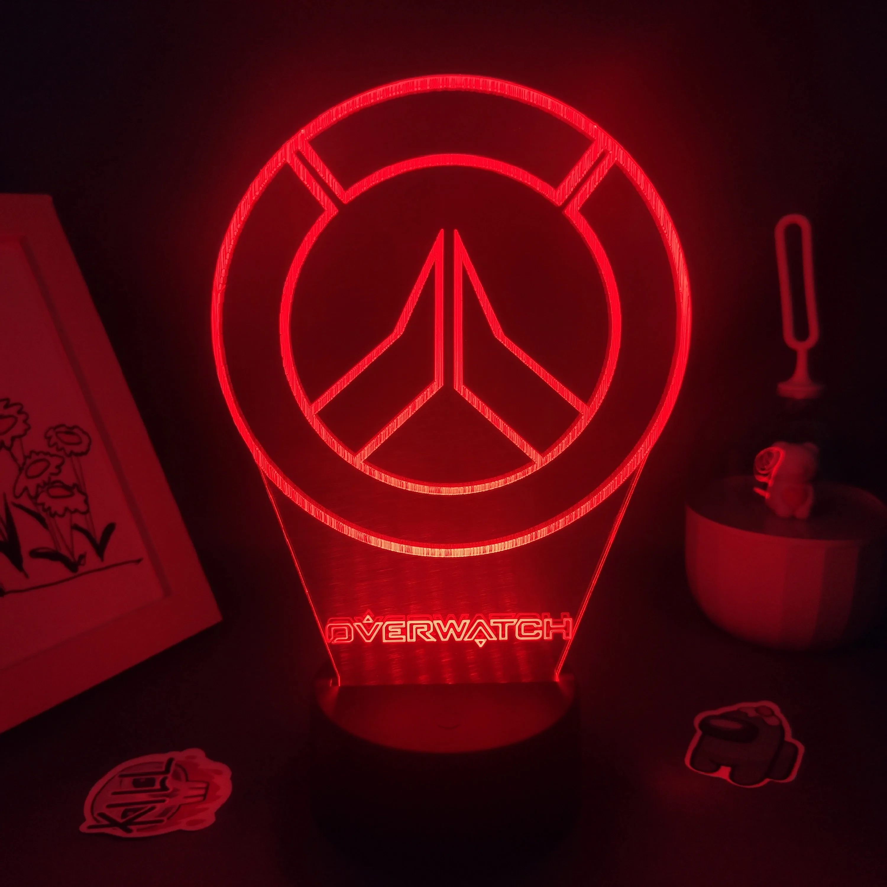 Overwatches OW Game LOGO Mark 3D Lamps Led Neon RGB Night Lights Birthday Gift For Friends Gaming Room Table Colorful Decoration