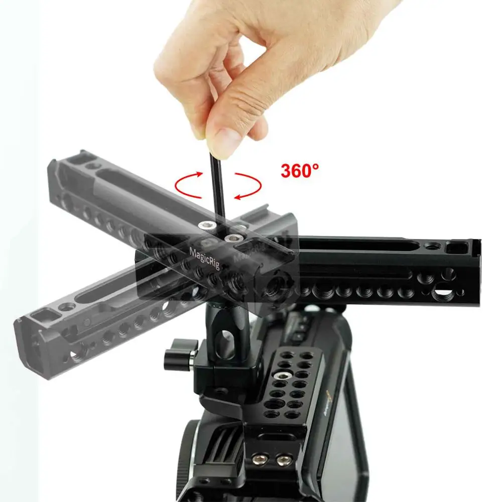 MAGICRIG Rotating NATO Handle Grip with Cold Shoe  and Arri-Type Hole as Top or Side Handle for Camera Cage