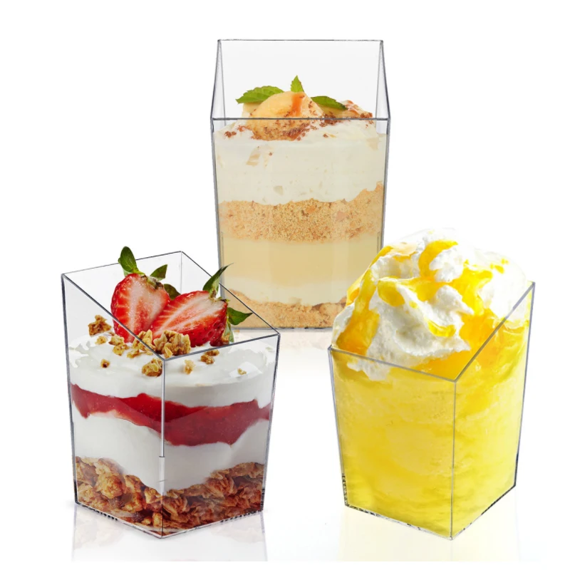 

12/24pcs Disposable Plastic Dessert Cup Tableware Transparent Mini Ice Cream Mousse Cup For Jelly Yogurt Dessert