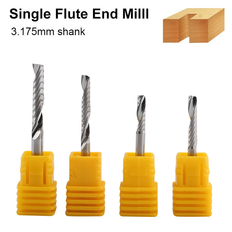 Single-Edge Spiral Milling Cutter 3.175mm Shank Tungsten Carbide End Mill 3D Engraving Tool CNC Router Bit Cutting Tool