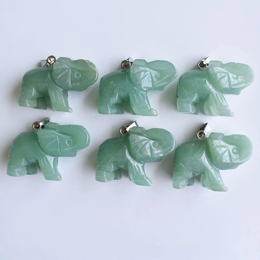 

Wholesale 6pcs/lot hot sale top quality Carved natural Green Aventurine elephant charms pendants fit jewelry making free