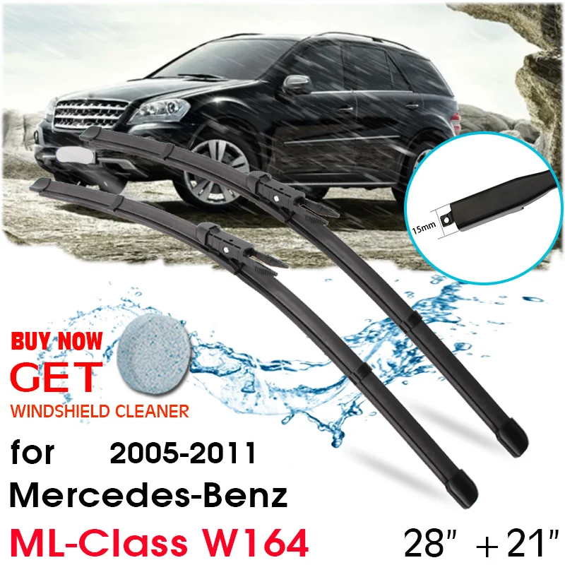 

Car Window Windshield Rubber Silicon Refill Wiper For Mercedes-Benz ML-Class W164 2005-2011 LHD / RHD 28"+21" Car Accessories