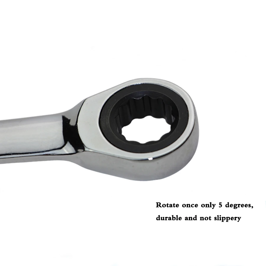 1Pcs 8-19mm Double Head  Gear Ratchet Wrench Keys Geared Spanner Torque Multi-purpose Ratchet Combination Wrench Tool