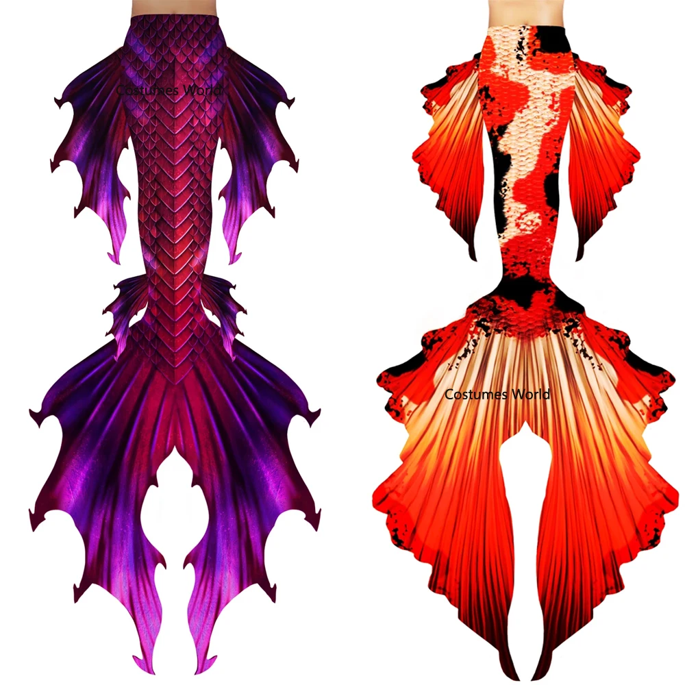 Customized Women Adult Kids Swimable Mermaid Tails with Monofin for Swimming Bathing Suit 3 Piece Bikinis Set Mermaid Cosplay