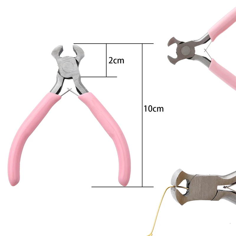 Schattig roze kleur handvat antislip splitsen en bevestigen sieraden tangen gereedschap en uitrusting kit voor doe-het-zelf sieraden maken handwerken