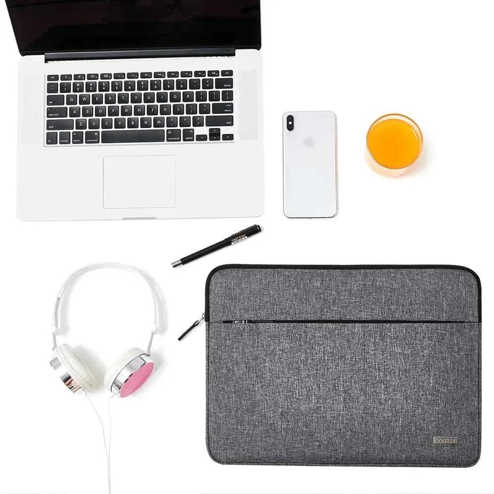 DOMISO Canvas Shockproof 10 11 13 14 15.6 Inch Laptop Sleeve Tablet Protective Case Anti-shock Padding Computer Bag Blue Grey
