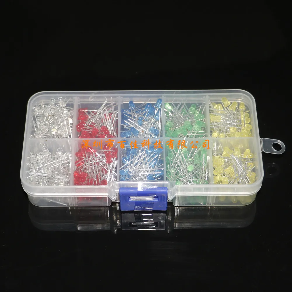 3mm high-brightness LED light-emitting diode box F3 round head transistor 500 pcs 100 pcs per color