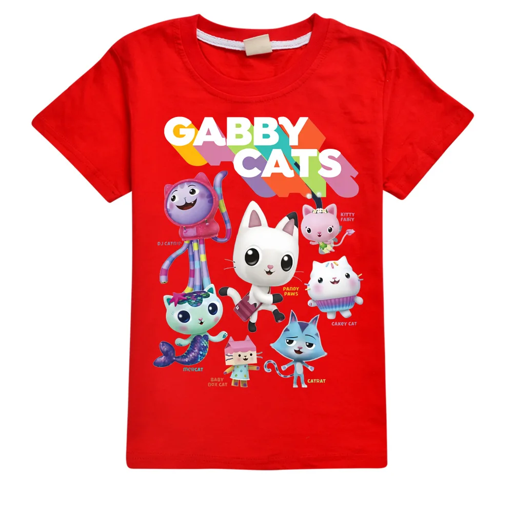 Kids Clothes Gabby Cats T Shirt Baby Girls Boys Summer Clothing Round Neck Short Sleeves Fashion Children T-shirt Cartoon Tees