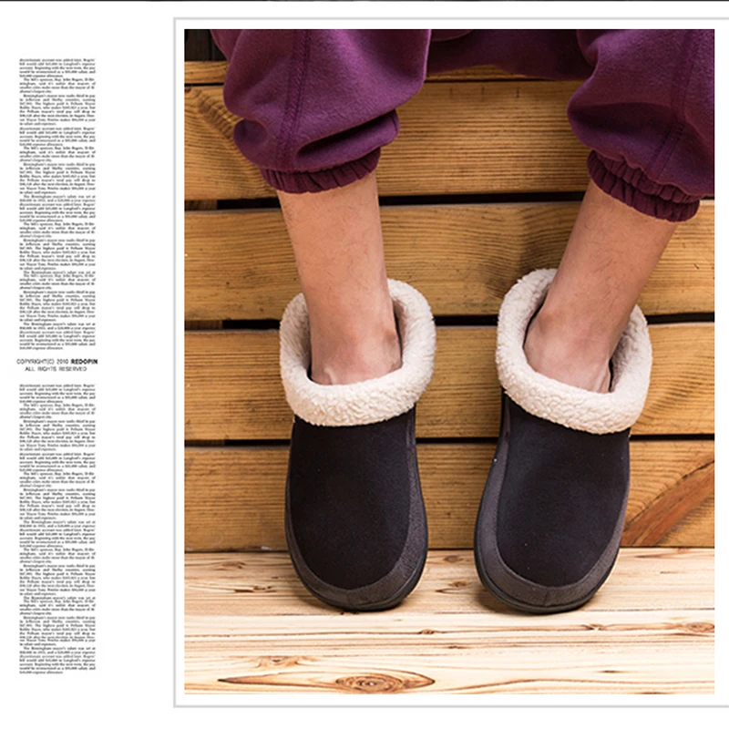 Pantufas de inverno masculinas de algodão, chinelos grossos antiderrapantes de alta qualidade para casa, sapatos baixos de pelúcia para homens,