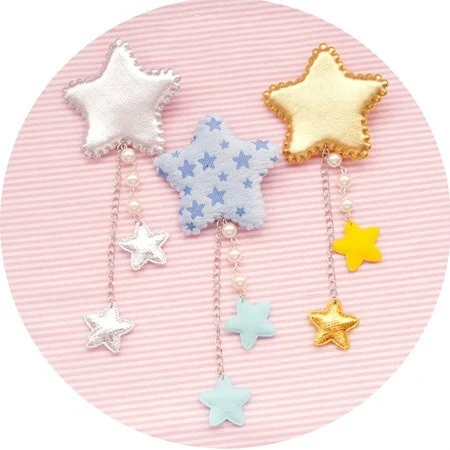 1 Pc Sweet Style Lolita Star Tassels Pearl Cute Girls Women  Kawaii Hairpin Hairwear Hair Clip