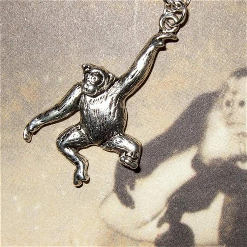 Monkey Necklace, Animal Necklace, Monkey Charm, Animal Charm Pendant, Chimpanzee Charm, Chimp Necklace, Simple Necklace