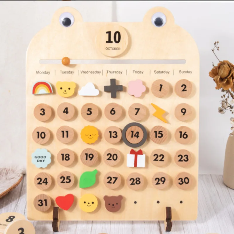 Kinder Montessori Kalender Lernen Zeit Woche Monat Ornamente Baby Nordic Holz Spielzeug Pädagogisches Spielzeug Für Kinder Dekoration Geschenk