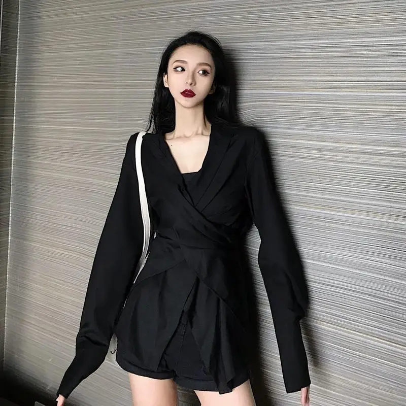 Shirts Women Long Sleeve Fashionable Chic Slim Irregular All-match Casual Feminino Tops Korean Style Spring Popular Stand Collar