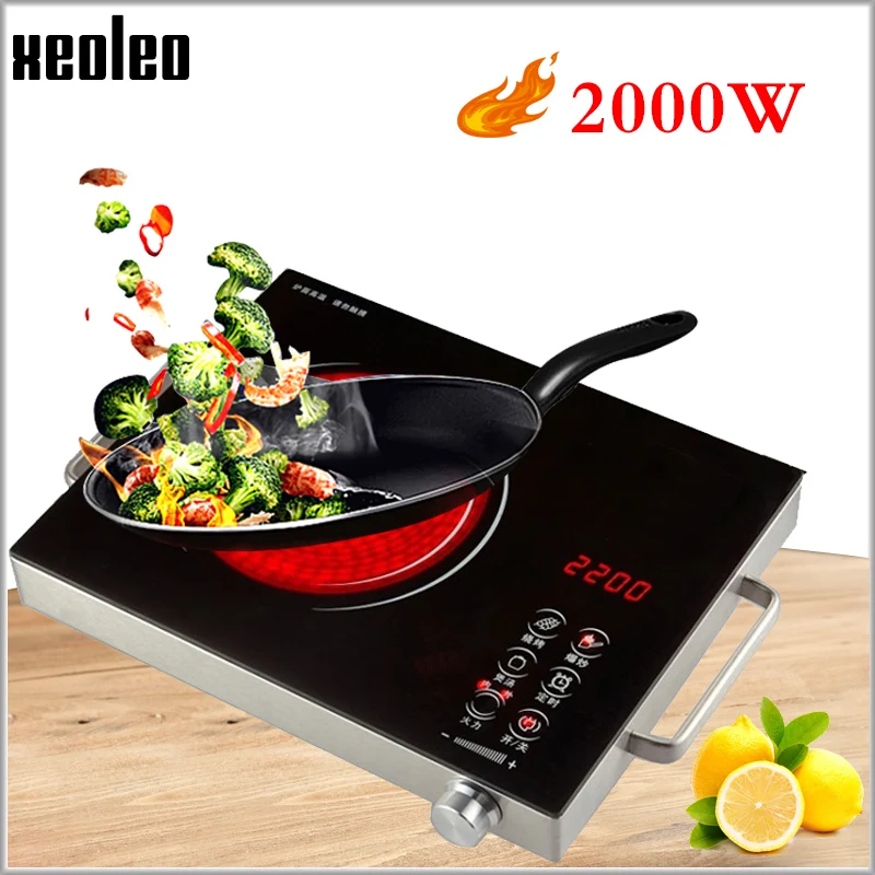 XEOLEO Electric Commercial Ceramic Radiation-free Induction Cooker Household Cooking Stove Suitfor Pot Touch Screen Panel 2000W