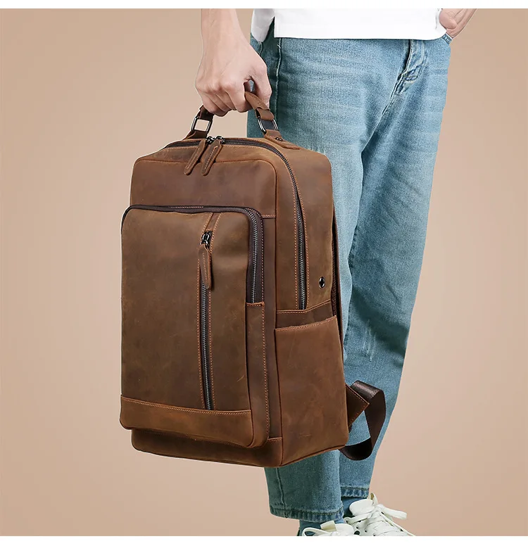 

Genuine Leather Men Backpack Outdoor Large Casual Bag