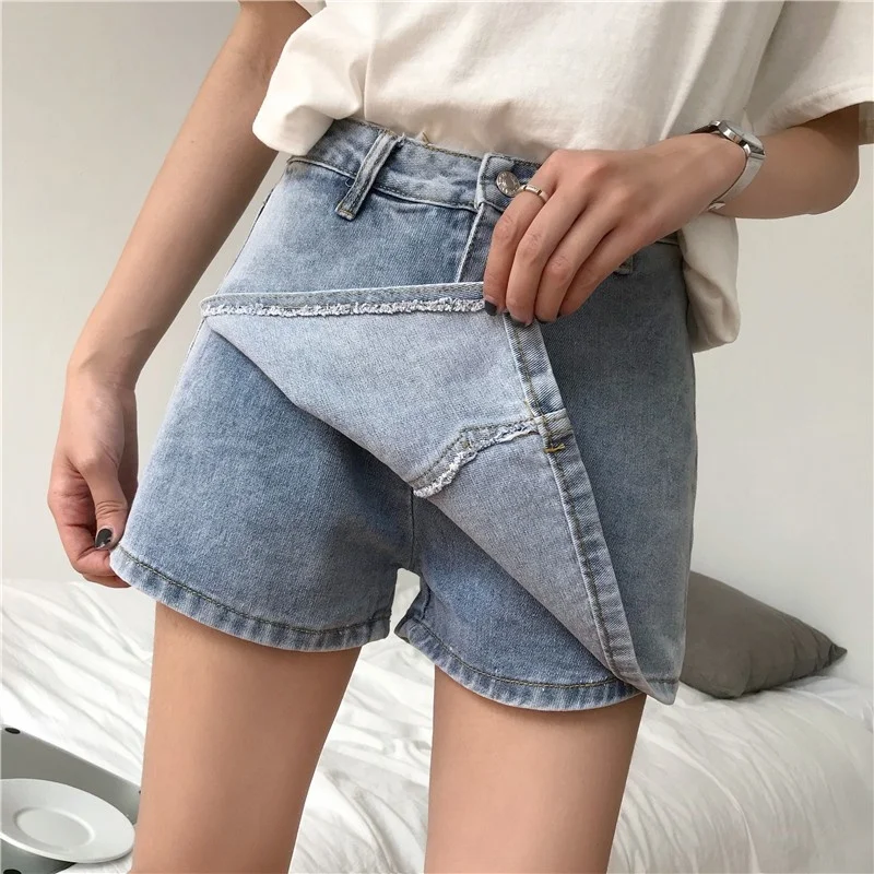 Loose New Fit High Waist Shorts Denim Women Short Jeans Harajuku Korean Fashion Streetwear Irregular Skirt Shorts Female