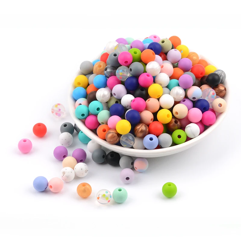 9mm Round Silicone Beads BPA Free Wholesale 50pcs Pacifier Clip Chain Accessories Baby Care Teething Toddlers Toys Necklace DIY