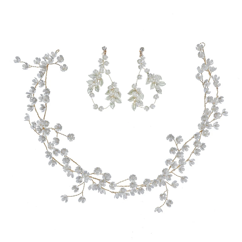 Pequeña Flor Blanca para mujer, corona de pelo nupcial, perlas de vid, joyería con cable a mano, Tiara para el cabello para boda y graduación, accesorios para la diadema