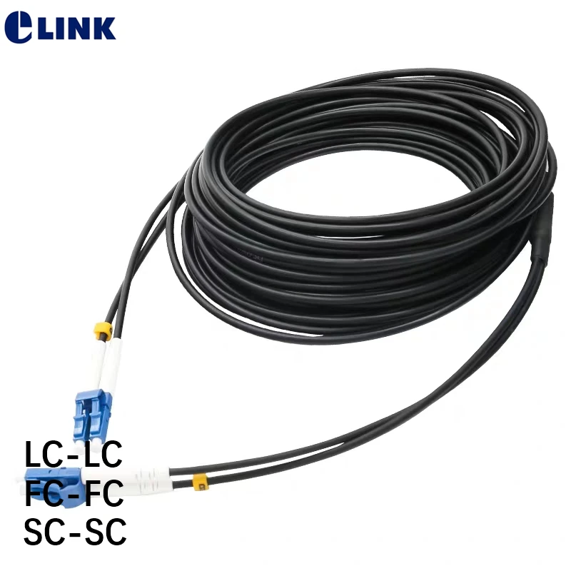 Armored 2 cores Fiber optic Patchcord SC LC FC SCAPC LCAPC waterproof Singlemode FTTA armor jumper Outdoor SM DX 3.0mm 40m