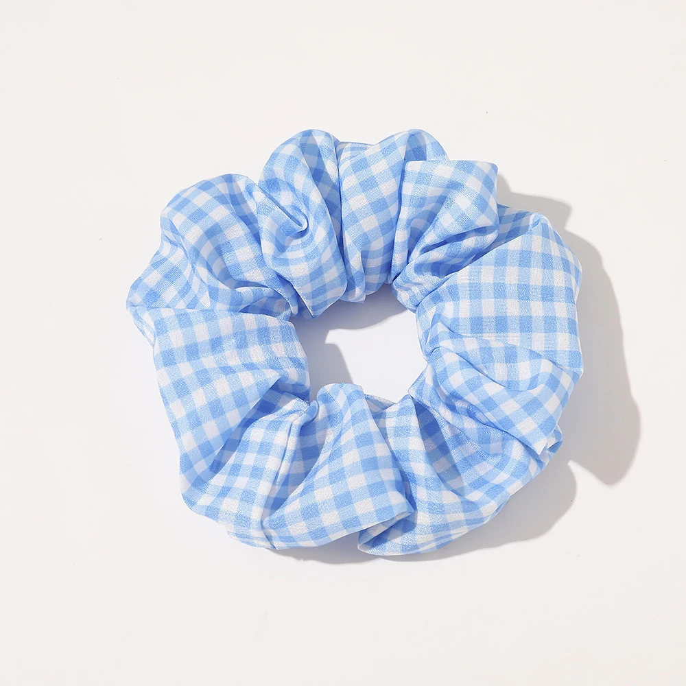 Scrunchies para el pelo para mujer, coletero a cuadros, diseño de marca famosa, moda coreana, venta al por mayor, conjunto de 6 uds.