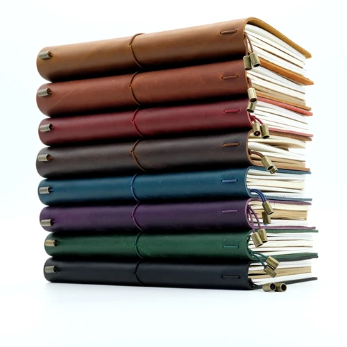 Imagen 2 del producto 100% cuaderno de viajero de cuero genuino hecho a mano, diario de viaje, planificador de regalo de cuero de vaca Vintage, letras gratis, relieve