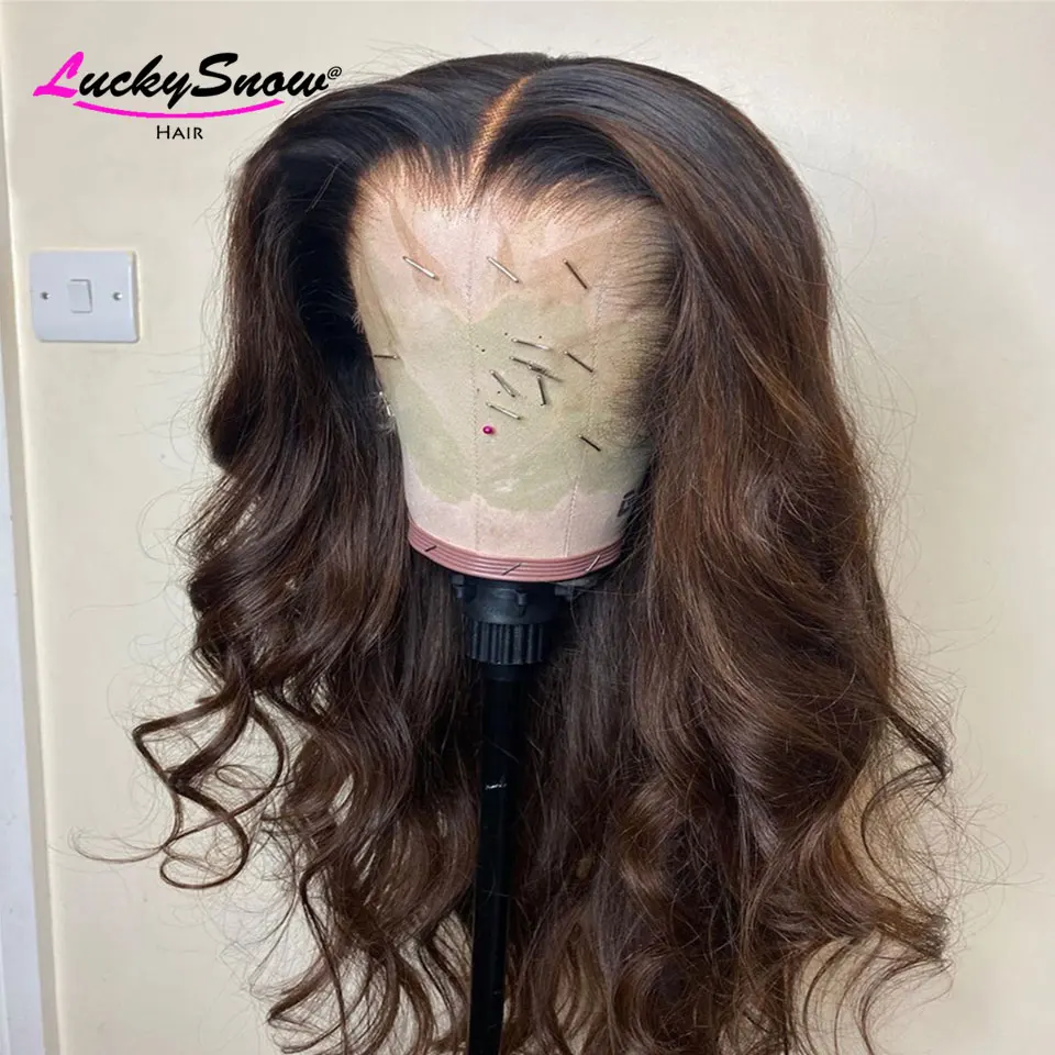 180 الكثافة براون الجسم موجة البرازيلي الملونة باروكة من شعر طبيعي جودة عالية شفافة 13x4 الدانتيل الباروكات الأمامية للنساء تأثيري #3
