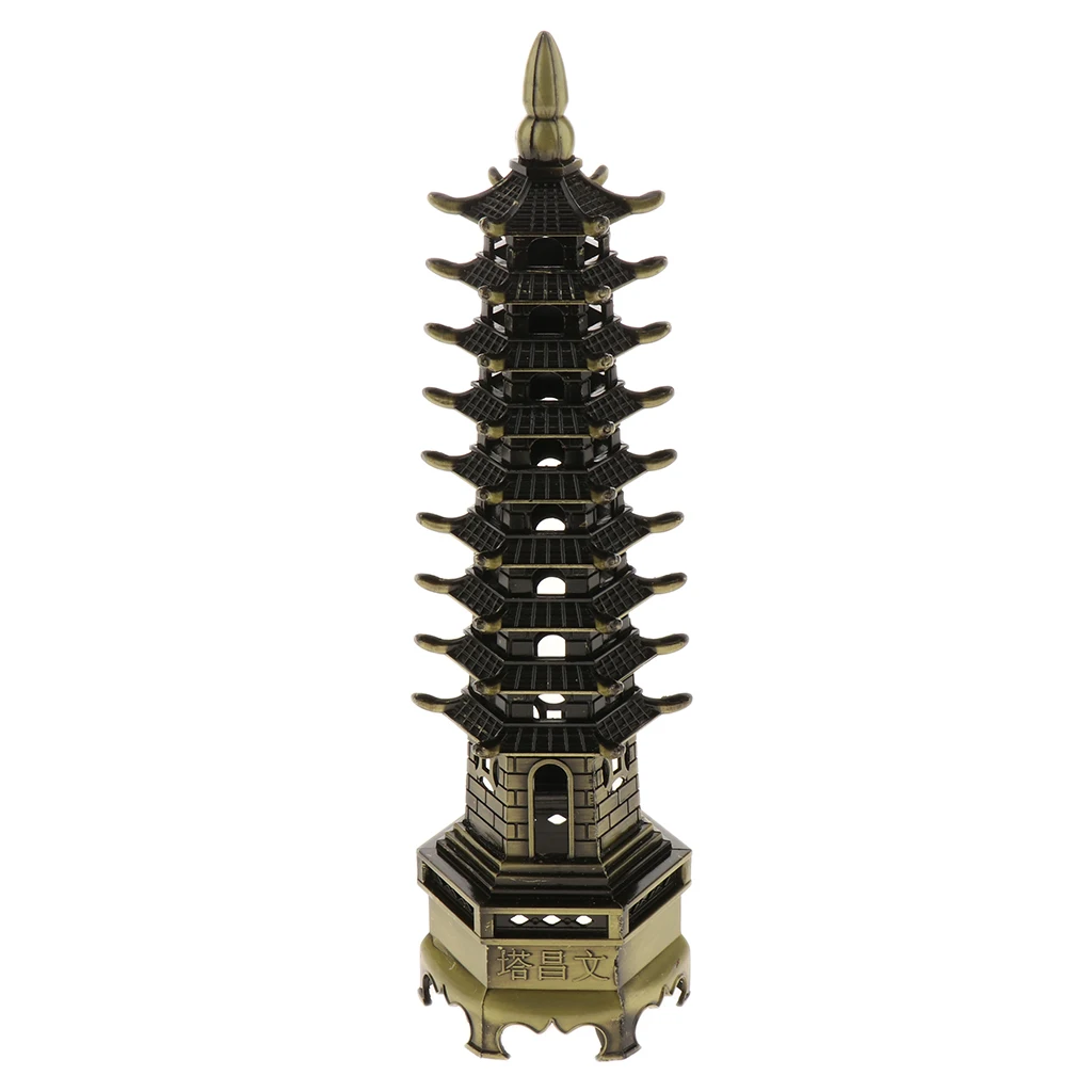 Chinese Buddhism Zinc Alloy Feng Shui Wen Chang Pagoda Tower Crafts Furnishing Articles Tower Model Decorative Ornament