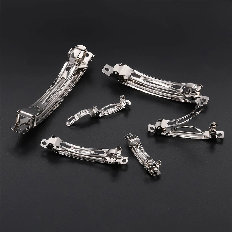 20Pcs/lot Blank Width Hair Clips Setting Rhodium Bow Hairpin For Jewelry DIY Making Automatic Hairclip Accessories