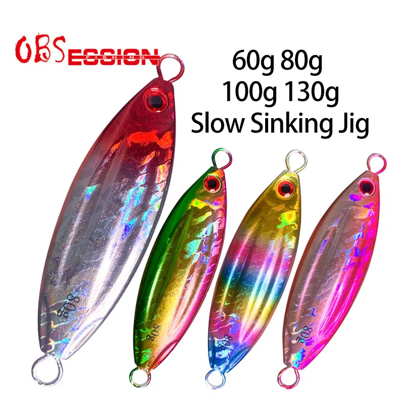 OBSESSION Micro Jig 60g 80g 100g 130g Flat Slow Fall Sinking Jig Lure Hard Metal Lead Artificial Deepsea Fishing Bait Tackle