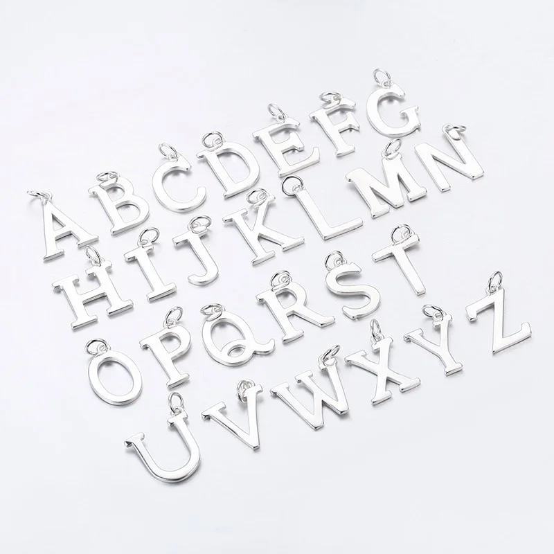 حقيقي نقي 925 فضة رسائل A-Z الأولي Charms قلادة للنساء الفتيات Pingente Undertale هدية للأصدقاء الرجال المجوهرات #5