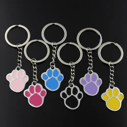Fashion Keychain 32x26mm Colorful Dog Claw Bear Paw Silver Color Pendant DIY Men Jewelry Car Key Chain Ring Holder Souvenir Gift