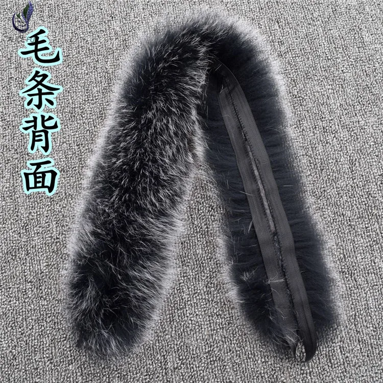 Genuine Fox Fur Hood Trim Scarf Black Color Fox Fur Collar Scarf Big Fur Collar Custom Made Hoodie Fur Trim