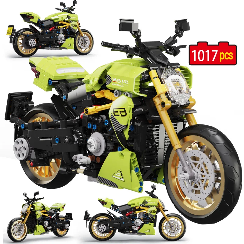 

1017pcs City Motorcycle Moto Racing Car Model Building Blocks Mechanical Motorbike Vehicle Bricks Toys For Boy