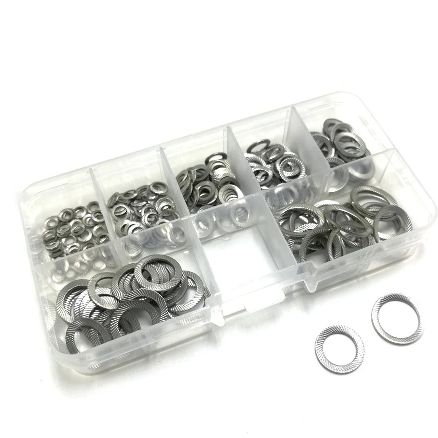 

M3-M12 Contact Lock Washers Kit, 304 Stainless Steel Conical Spring Washer ,D008