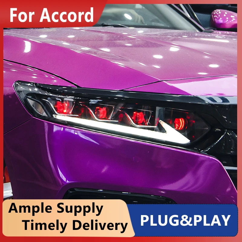 

Запчасти для автомобильных фар Honda Accord 2018-2021, передние светодиодные фары, двойной проектор FACELIFT