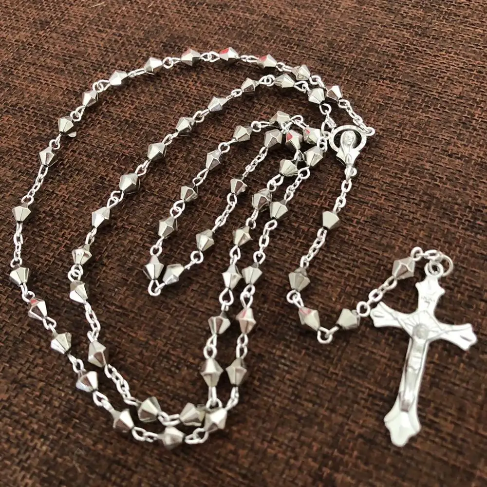 6mm religious plastic CCB bead rosary with virgin mary center and cross