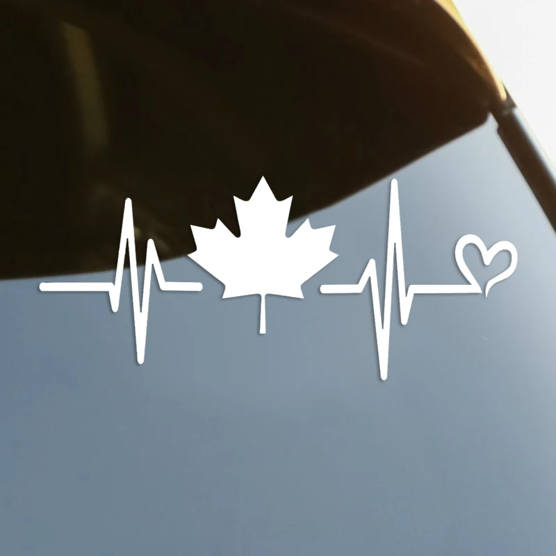 

Maple Leaf Heartbeat Canada Die-Cut Vinyl Decal Car Sticker Waterproof Auto Decors on Car Body Bumper Rear Window Laptop #S60241