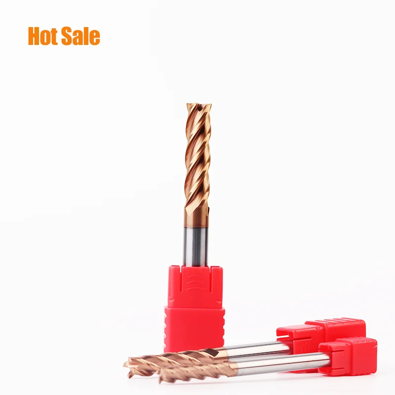 Big discount 1PC HRC60 4mm 5mm 6mm Solid Carbide Endmills 4 Flute 50L 75L 100L Side Milling Slotting Milling Cutter Face Mill