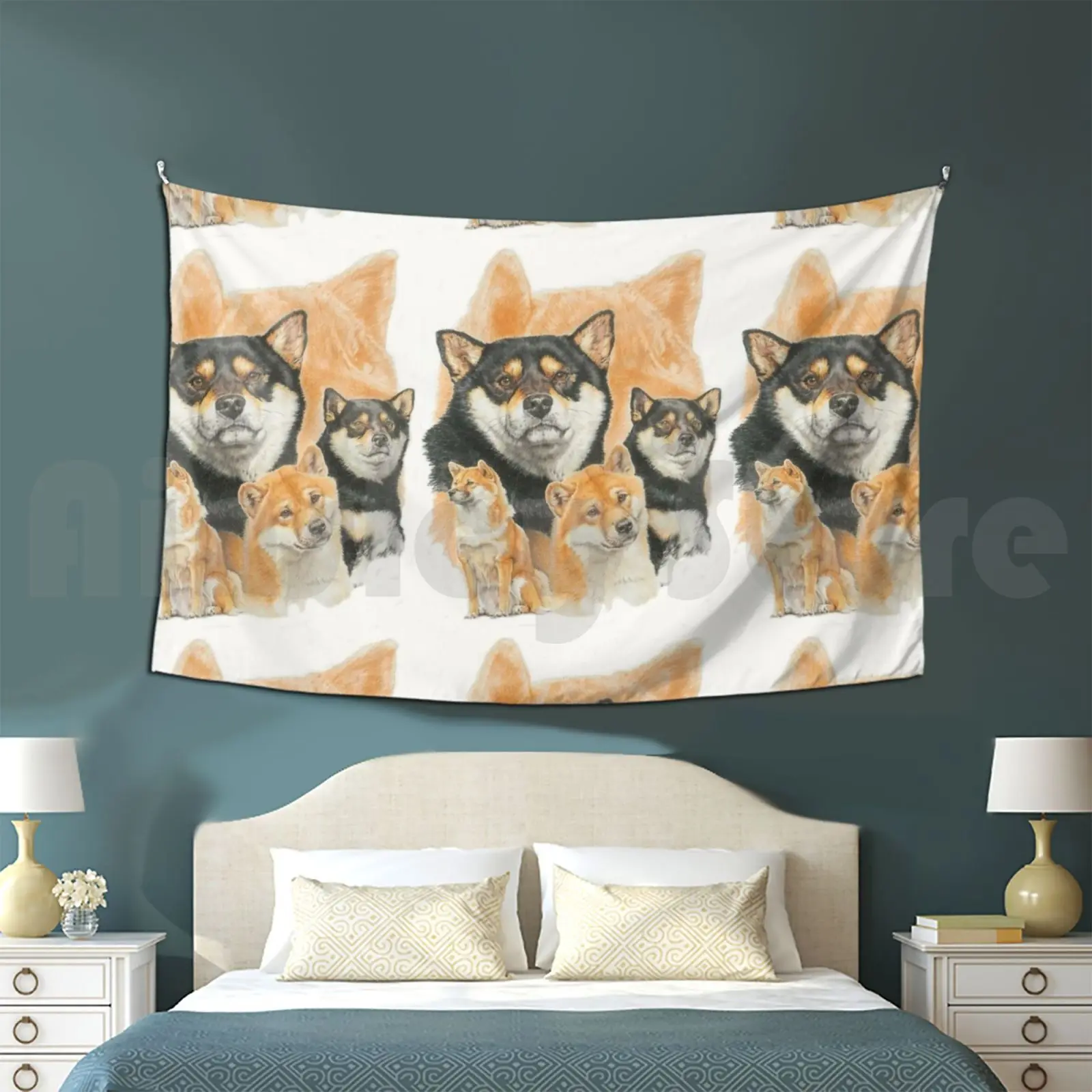 Shiba Inu Medley Tapestry Living Room Bedroom 1784 Bbk0900 Non Sporting Group Dog Pet Canine Domestic Animal