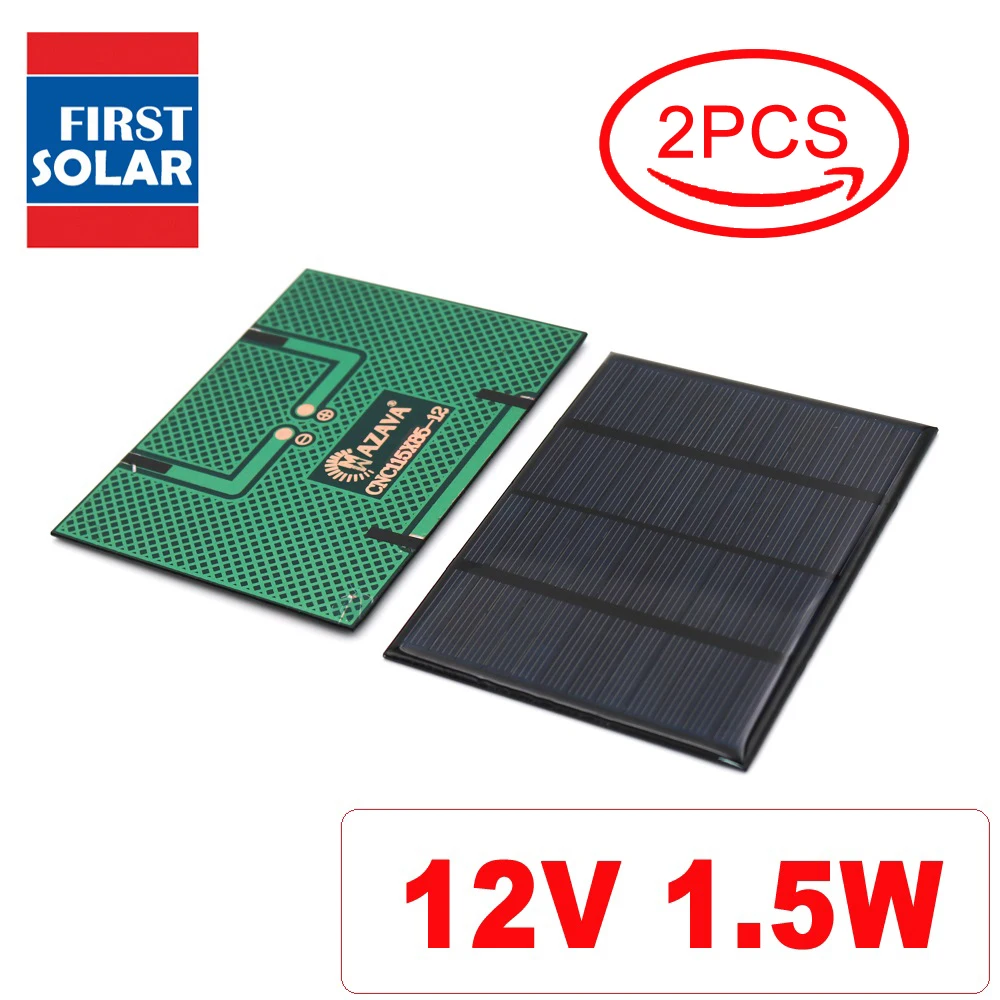 12V 1.5W Solar Panel Mini DIY Solar System Plate for Outdoor Home Toy Bulb 18650 Battery Charger Portable Solar Cell Polysilicon