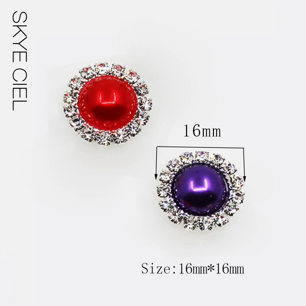 SKYE CIEL10pcs/Lot 16mm colorful round Pearl Wedding Diamond Factory Outlets Rhinestones DIY Hair Accessory Decorative