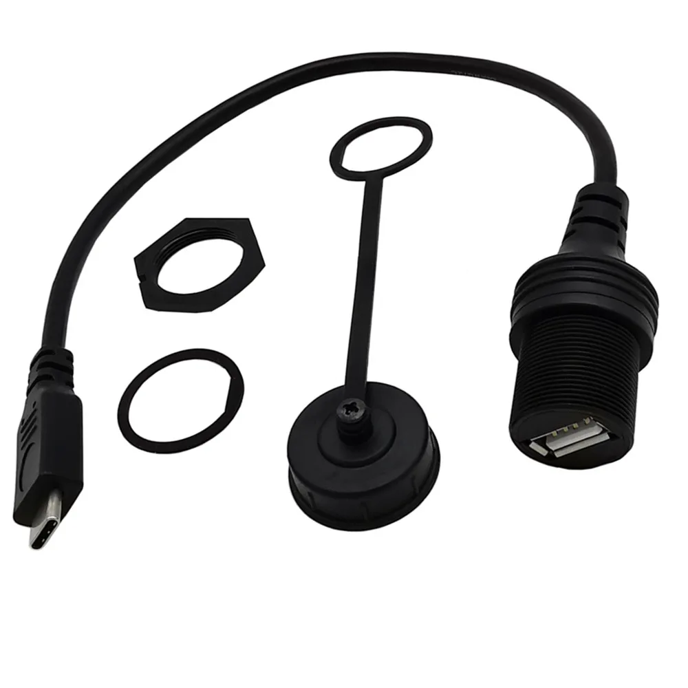 USB C إلى USB 2.0 محول Type-C OTG كابل AUX فلوش لوحة جبل كابل لسيارة شاحنة قارب دراجة نارية لوحة القيادة 0.3 متر