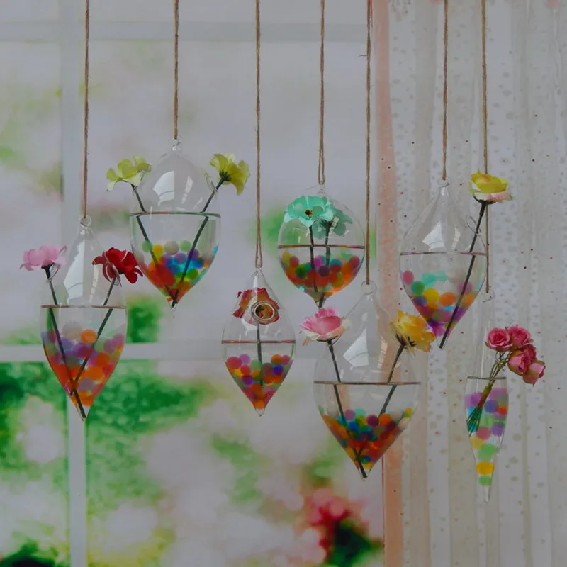 8pcs/pack 8*12cm Middle Size Double-Points Glass Terrarium Home Decoration Creative Wedding Party Hanging Prop Friend Gift