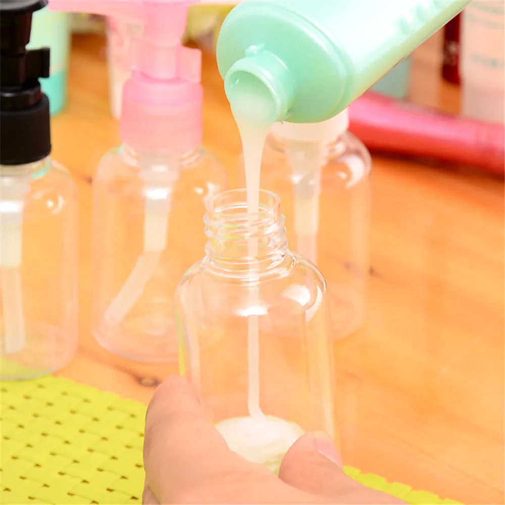 50ml PET Transparent Bottle With PP Screw Cap Clear Plastic Pressed Pump Refillable Bottles For Lotion Shampoo Empty Protable