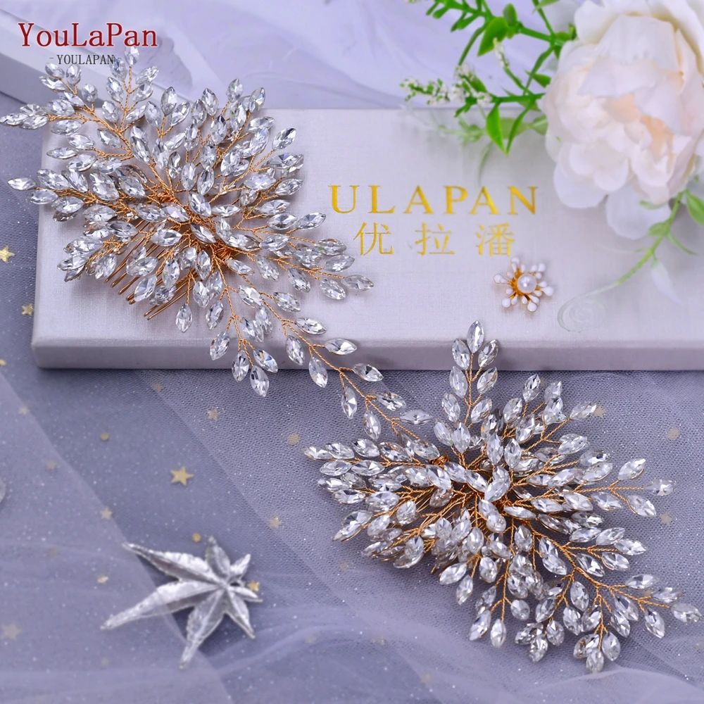 YouLaPan HP392เจ้าสาวผมหวี Handmade ผู้หญิง Tiara Rhinestone Headwear เครื่องประดับผมแต่งงานเจ้าสาว Headpiece