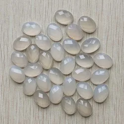 Wholesale 12pcs/lot good quality natural white onyx oval cabochon cut faceted beads for jewelry accessories making 13x18mm free