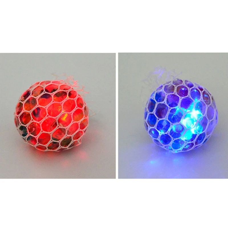 Q0KB DIY Led Glowing Decompression Mesh Ball, Sensory Fidget Grape Toy, Simple Antistress Squeeze Ball Shape Toy