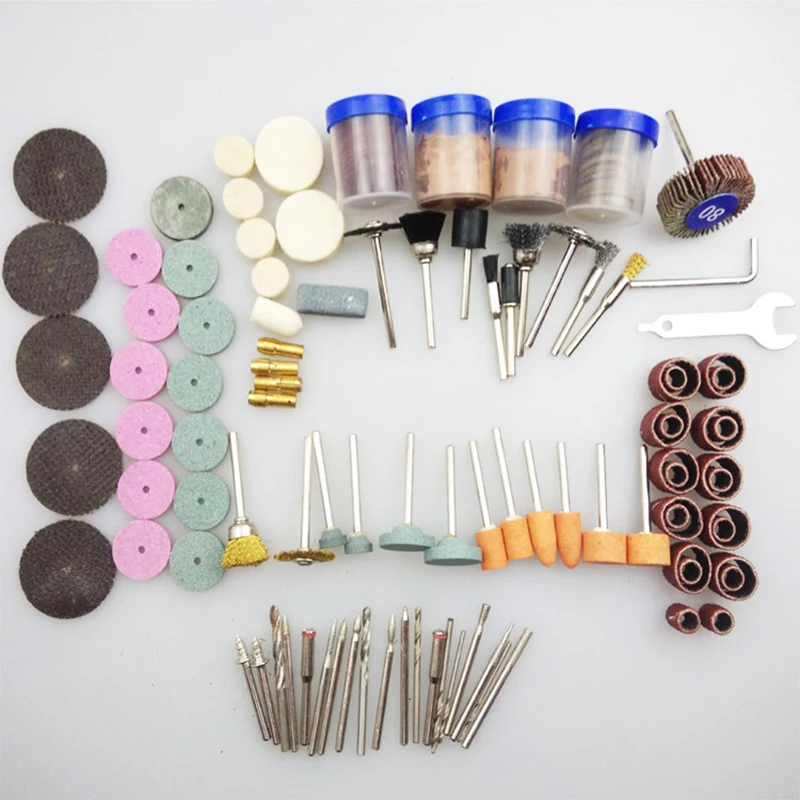 140-161 Pcs Elektrische Grinder Accessoire Set, Slijpen Hoofd, Hars Snijden Blade, Schuurpapier Ring, borstel, Graveren, Frees