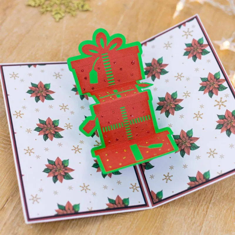 Twist & Pop Mechanism Pop Out Stacked Gifts Festive Christmas Tree Reindeer Metal Cutting Dies DIY Crafts Card Making Stencil