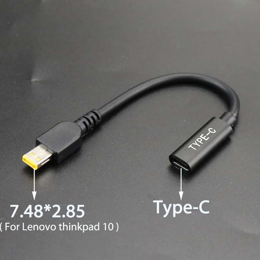 ChengHaoRan DC USB Loại C đến Vuông DC Nam Dành Cho Laptop Lenovo ThinkPad 10 Chuỗi Xoắn Laptop 20V Vuông Cắm